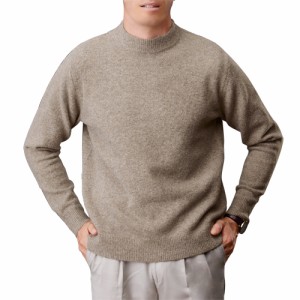 秋冬 ふんわり柔らかクルーネックセーター 全2色 トップス セーター ニット モックネック ベージュ ネイビー メンズ 紳士服 シニア 男性 