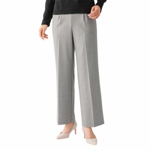 日本製 ウール混セミワイドパンツ 全3色 ワイドパンツ ズボン レディース 婦人服 ミセス シニア 女性 グレー キャメル ネイビー センター