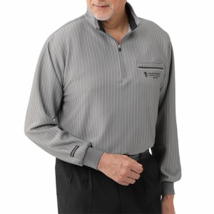 サルーンエクスプレス シャドーストライプ長袖シャツ 3色組 カジュアルシャツ 長袖 ハイネック ジップアップ メンズ 紳士服 シニア 男性 