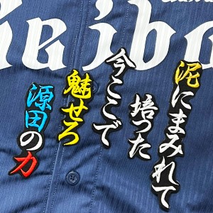 ★送料無料★埼玉　西武　ライオンズ　源田壮亮　応援歌　黒布　刺繍　ワッペン　ユニフォーム