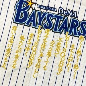 ★送料無料★横浜　DeNA　ベイスターズ　ライジングテーマ　応援歌　白布　刺繍　ワッペン　ユニフォーム