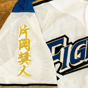 ★送料無料★北海道　日本ハム　ファイターズ　日ハム　片岡奨人　ネーム 2　白布　応援　刺繍　ワッペン