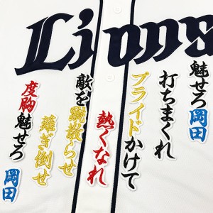 ★送料無料★埼玉　西武　ライオンズ　岡田雅利　応援歌　白布　刺繍　ワッペン　ユニフォーム