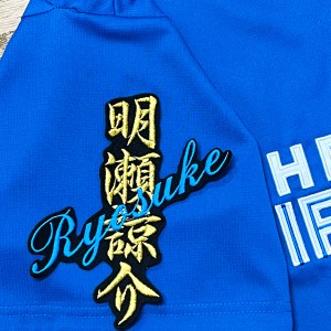 ★送料無料★北海道　日本ハム　ファイターズ　日ハム　明瀬諒介　ネーム　黒布　応援　刺繍　ワッペン