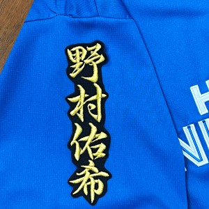 ★送料無料★北海道　日本ハム　ファイターズ　日ハム　野村佑希　ネーム 2　黒布　応援　刺繍　ワッペン