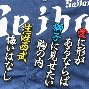 ★送料無料★埼玉　西武　ライオンズ　生涯西武　黒布　応援歌　刺繍　ワッペン　ユニフォーム