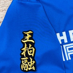 ★送料無料★北海道　日本ハム　ファイターズ　日ハム　王柏融　ネーム 2　黒布　応援　刺繍　ワッペン