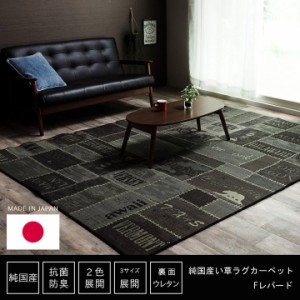 い草ラグ　おしゃれ　国産　カーペット  『Fレパード』 ブルー 約191×250cm