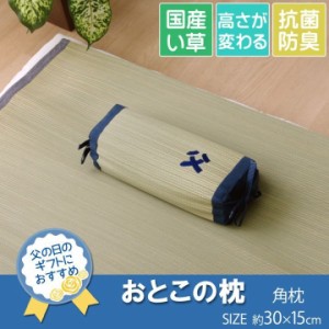 枕 まくら い草枕 消臭 ピロー 国産 『おとこの枕 角枕』 約30×15cm 中材:パイプ