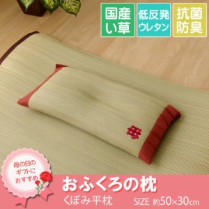 枕 まくら い草枕 消臭 ピロー 国産 『おふくろの枕 くぼみ平枕』 約50×30cm 中材:低反発ウレタンチップ