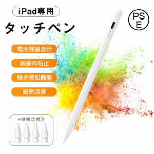 iPad タッチペン ipad専用 第10世代 残量表示 傾き感知 アイパッド ペンシル極細 スタイラスペン パームリジェクション