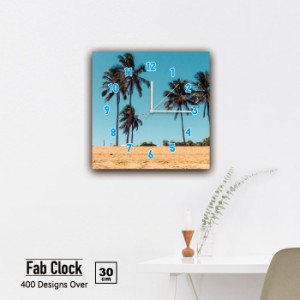 アートパネル 時計 壁掛け時計 ファブリックパネル 海 ビーチ マリン サーフ パイナップル リゾート やしの木 浜 砂浜 波 青空 ブルース