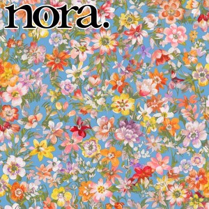 nora.　お花のひと時　Bブルー系　10cm単位　切り売り　FR1059　シーチング生地　ノラ　NORA.　(263) ★