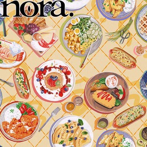 アイラブイート・料理　Aマルチ系　10cm単位　切り売り　SN1015　シーチング生地　nora.　ノラ　(27)　［在庫限り］