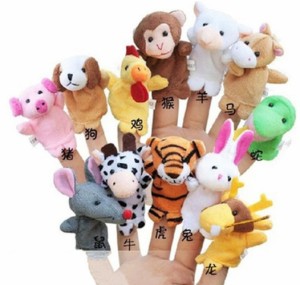 フィンガー パペット人形 指人形 保育動物 かわいい 12支セット 干支 布製 知育玩具 演劇 絵本 読み聞かせにも