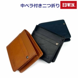 二つ折り財布 メンズ コンパクト EDWIN エドウィン リサイクルレザー 中ベラ付き 二つ折り財布 0510634  2つ折り財布 財布 メンズ財布 レ