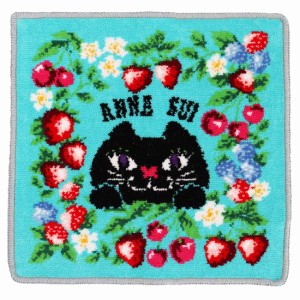 アナ スイ　シェニール織り タオルハンカチ　CAT　ブルー　【アナスイ　ANNA SUI】