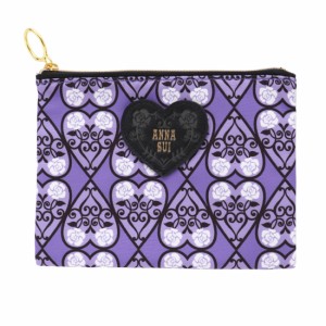 アナ スイ　フラットポーチ　ハート&ローズ パープル　【アナスイ　ANNA SUI】