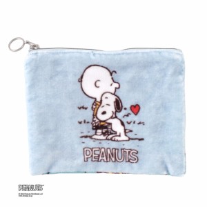 スヌーピー　タオルポーチ　スヌーピーとチャーリー・ブラウン　ブルー　【PEANUTS】