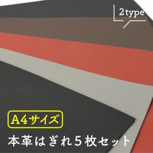 5枚セット 本革はぎれ レザークラフト 革 牛本革 生地 牛革 本革 端革 シュリンクレザー はぎれ ハギレ 革細工 初心者 入門 革材料 天然