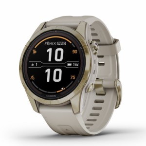 ガーミン(GARMIN) fenix 7S Pro Sapphire Dual Power Soft Gold / Light Sand ソーラー充電可能 マルチスポーツGPSウォッチ  【日本正規