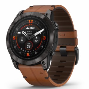 ガーミン(GARMIN) epix Pro 51mm Sapphire Ti Carbon Gray DLC / Chestnut Leather Band AMOLEDディスプレイ搭載 マルチスポーツGPSウォ