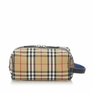 バーバリー ノバチェック セカンドバッグ ベージュ キャンバス レザー メンズ BURBERRY 【中古】