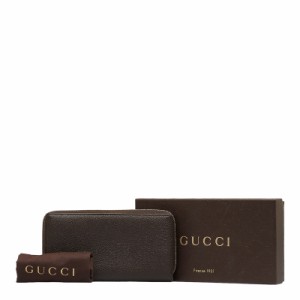 グッチ ロングウォレット 長財布 ブラウン レザー レディース GUCCI 【中古】