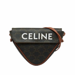 セリーヌ トリオンフ ショルダーバッグ トライアングルバッグ 195902BZK ブラウン PVC レザー レディース CELINE 【中古】