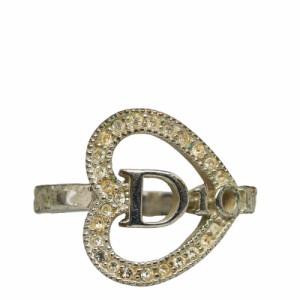 ディオール ロゴ ハート ラインストーン リング 指輪 シルバー メタル レディース Dior 【中古】