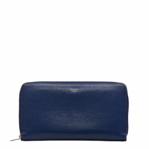 セリーヌ ラウンドファスナー 長財布 ブルー レザー レディース CELINE 【中古】