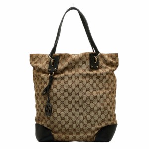 グッチ GGキャンバス トートバッグ ショルダーバッグ 247236 ベージュ ブラック キャンバス レザー レディース GUCCI 【中古】