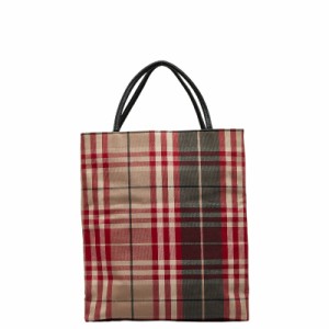 バーバリー ノバチェック トートバッグ マルチカラー キャンバス レザー レディース BURBERRY 【中古】