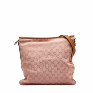 グッチ GGキャンバス 斜め掛け ショルダーバッグ 113013 ピンク ベージュ キャンバス レザー レディース GUCCI 【中古】