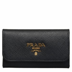 プラダ サフィアーノ 6連 キーケース 1PG222 ブラック レザー レディース PRADA 【中古】