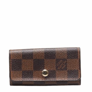 ルイ ヴィトン ダミエ ミュルティクレ4 4連 キーケース N62631 ブラウン PVC レザー レディース LOUIS VUITTON 【中古】