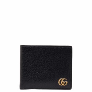 グッチ GGマーモント 二つ折り財布 42876 ブラック ゴールド レザー レディース GUCCI 【中古】