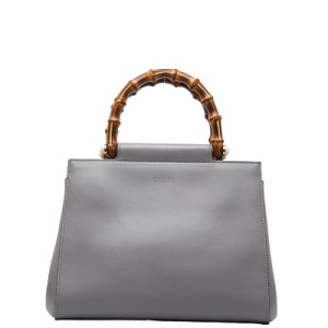 グッチ バンブー ニムフェア スモール ハンドバッグ 453767 グレー レザー レディース GUCCI 【中古】