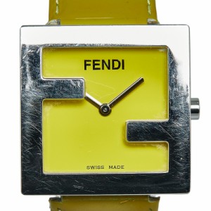 フェンディ FFロゴ 腕時計 012-4000L-024 クオーツ イエロー文字盤 ステンレススチール エナメル レディース FENDI 【中古】