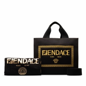 フェンディ ×ヴェルサーチ FENDACE フェンダーチェ ラ メデューサ トートバッグ ショルダーバッグ 2WAY 8BH395 ブラック FENDI 【中古】