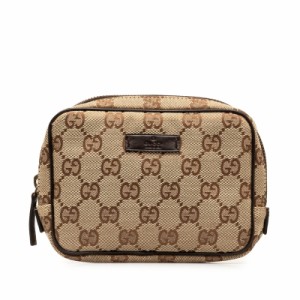 グッチ GGキャンバス ポーチ 106647 ベージュ ブラウン キャンバス レザー レディース GUCCI 【中古】