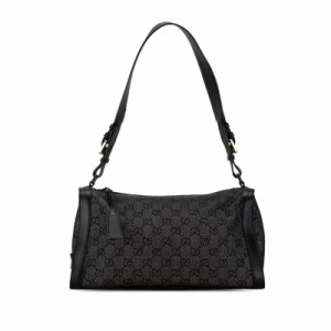 グッチ GGキャンバス デニム ショルダーバッグ 92706 ブラック キャンバス レザー レディース GUCCI 【中古】