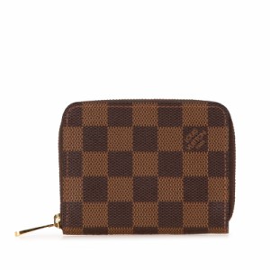ルイ ヴィトン ダミエ ジッピー コインパース 二つ折り財布 N63070 ブラウン PVC レディース LOUIS VUITTON 【中古】