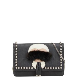 フェンディ モンスター スタッズ チェーンウォレット グレー フェンディ FENDI モンスター バッグバグズ ラウンドファスナー