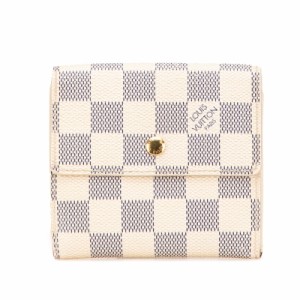 ルイ ヴィトン ダミエ アズール ポルトフォイユ エリーズ 二つ折り財布 N61733 ホワイト PVC レザー レディース LOUIS VUITTON 【中古】