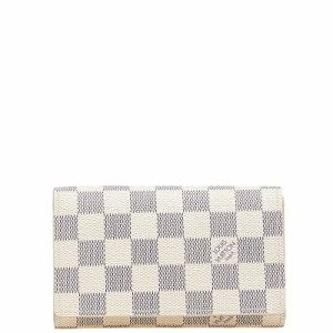 ルイ ヴィトン ダミエ アズール ポルトフォイユ トレゾール  L字ファスナー 二つ折り財布 N61744 ホワイト PVC LOUIS VUITTON 【中古】