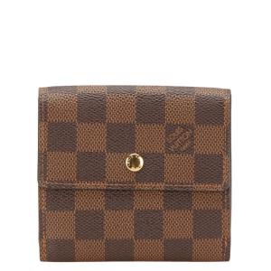 ルイ ヴィトン ダミエ ポルトフォイユ エリーズ 二つ折り財布 N61654 ブラウン PVC レザー レディース LOUIS VUITTON 【中古】