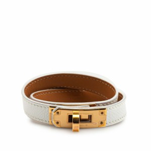 エルメス ケリー ドゥブルトゥール ブレスレット ホワイト ゴールド金具 ヴォーエプソン レディース HERMES 【中古】