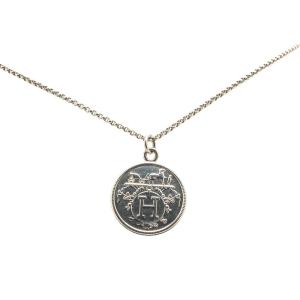 エルメス エクスリブリスMM ロングネックレス シルバー ゴールド SV925 シルバー K18PG ピンクゴールド レディース HERMES 【中古】
