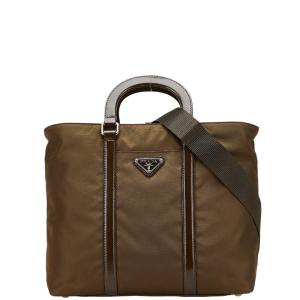 プラダ ハンドバッグ ショルダーバッグ 2WAY BR4696 ブラウン ナイロン レザー レディース PRADA 美品プラダ PRADA ナイロン 2WAY トートバッグ